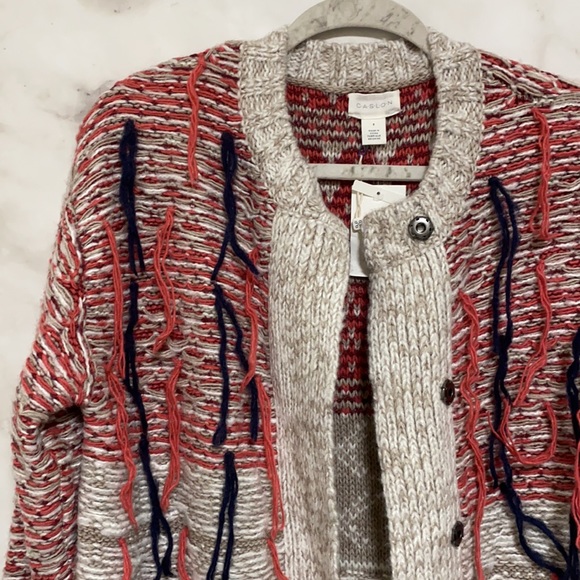 Caslon Multi Color Aztec Jacquard Sweater Coat - Picture 6 of 9